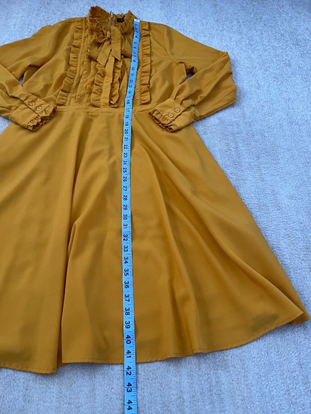 Eloquii Studio Yellow Ruffle Tie-Neck Dress Plus Size 14 - Picture 5 of 13